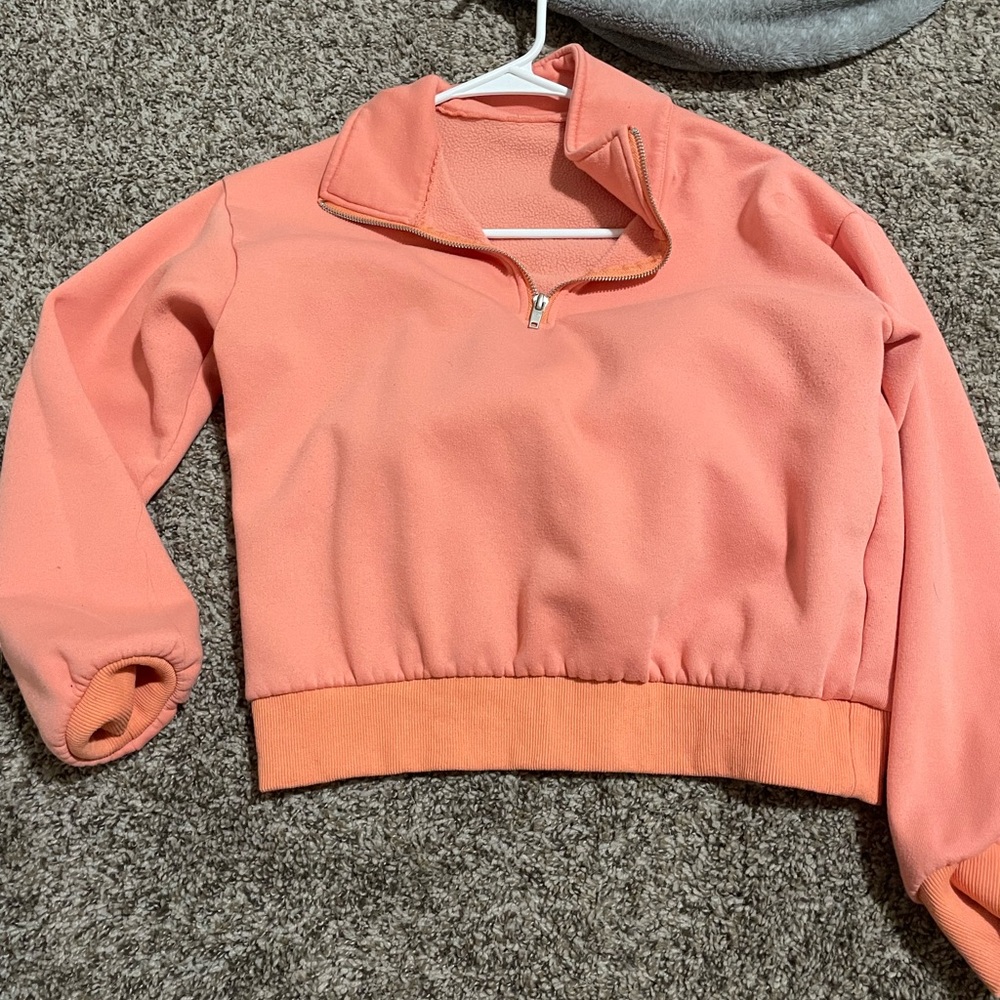 Peach Quarter-Zip Women's Top